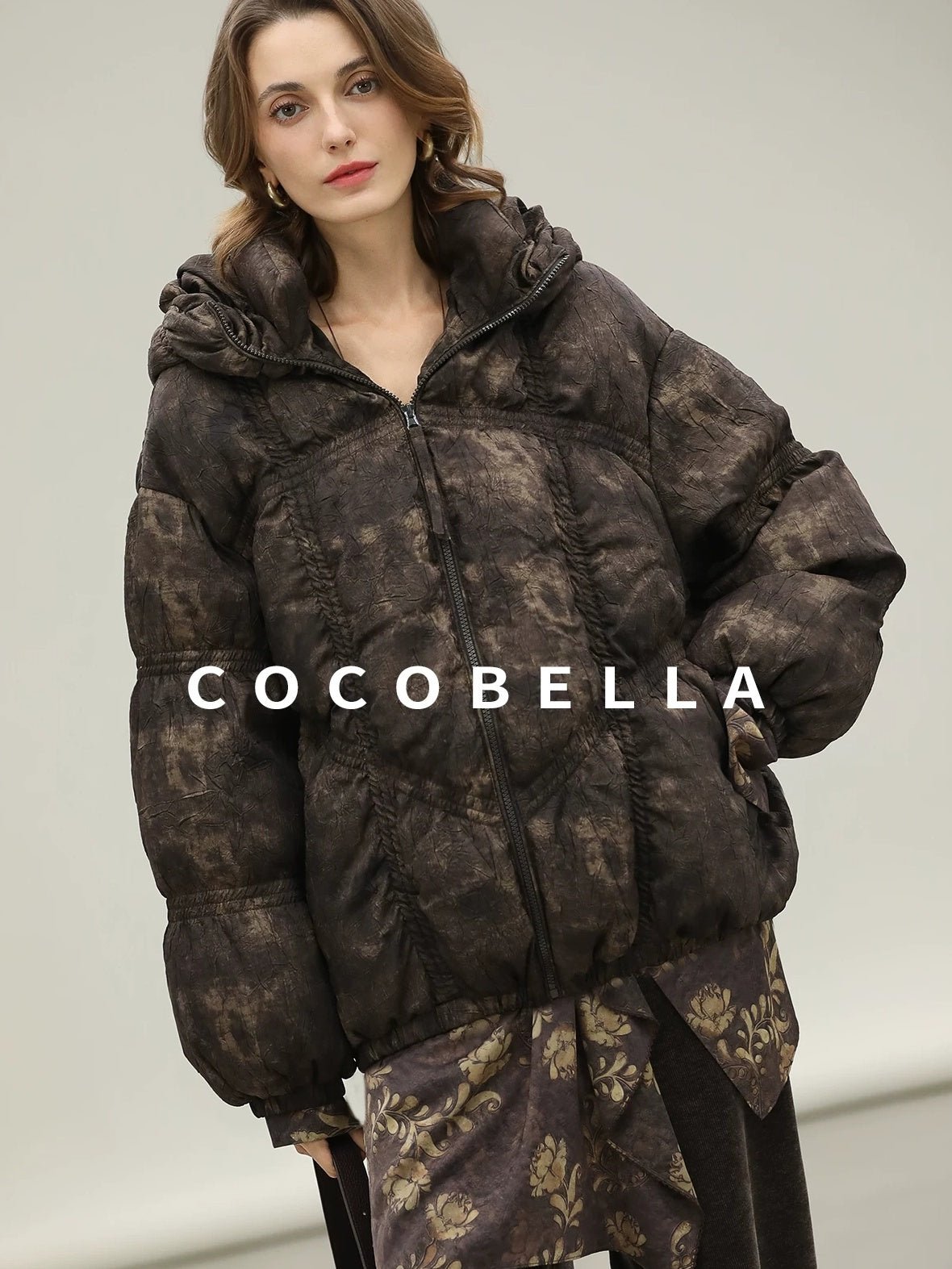 COCOBELLA Warm 90 Percent White Duck Down Ombre Mid Length Office Down Jackets