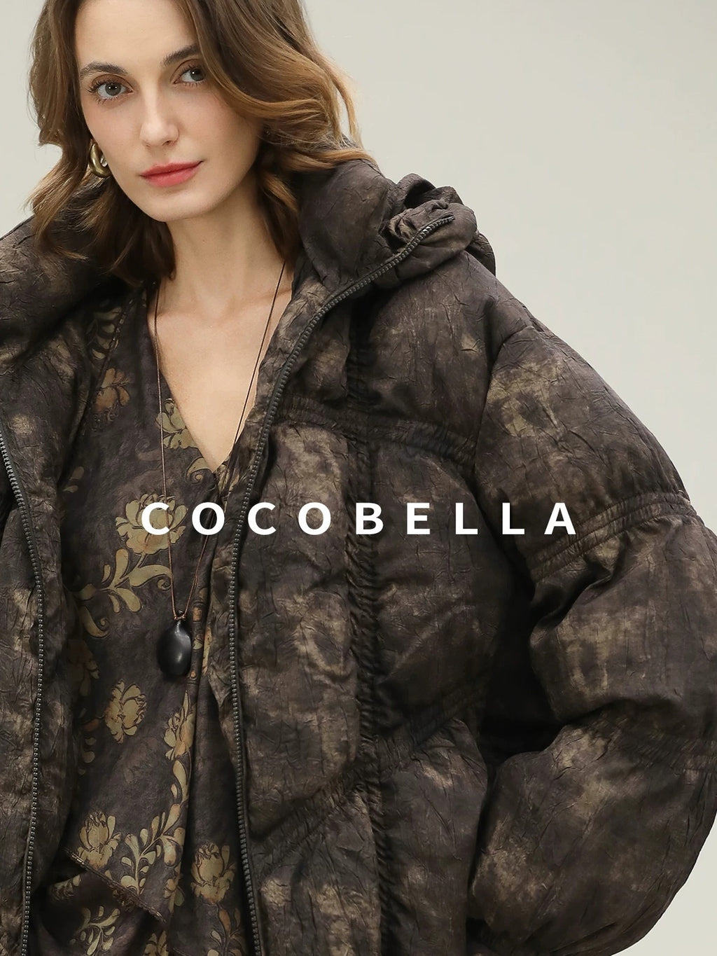 COCOBELLA Warm 90 Percent White Duck Down Ombre Mid Length Office Down Jackets