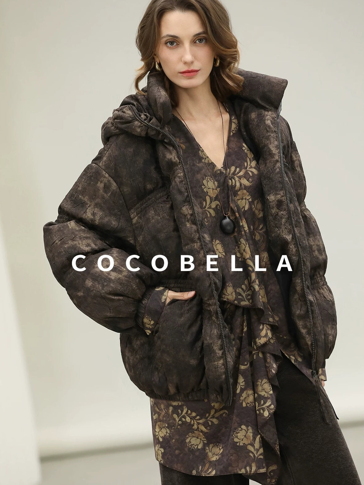 COCOBELLA Warm 90 Percent White Duck Down Ombre Mid Length Office Down Jackets