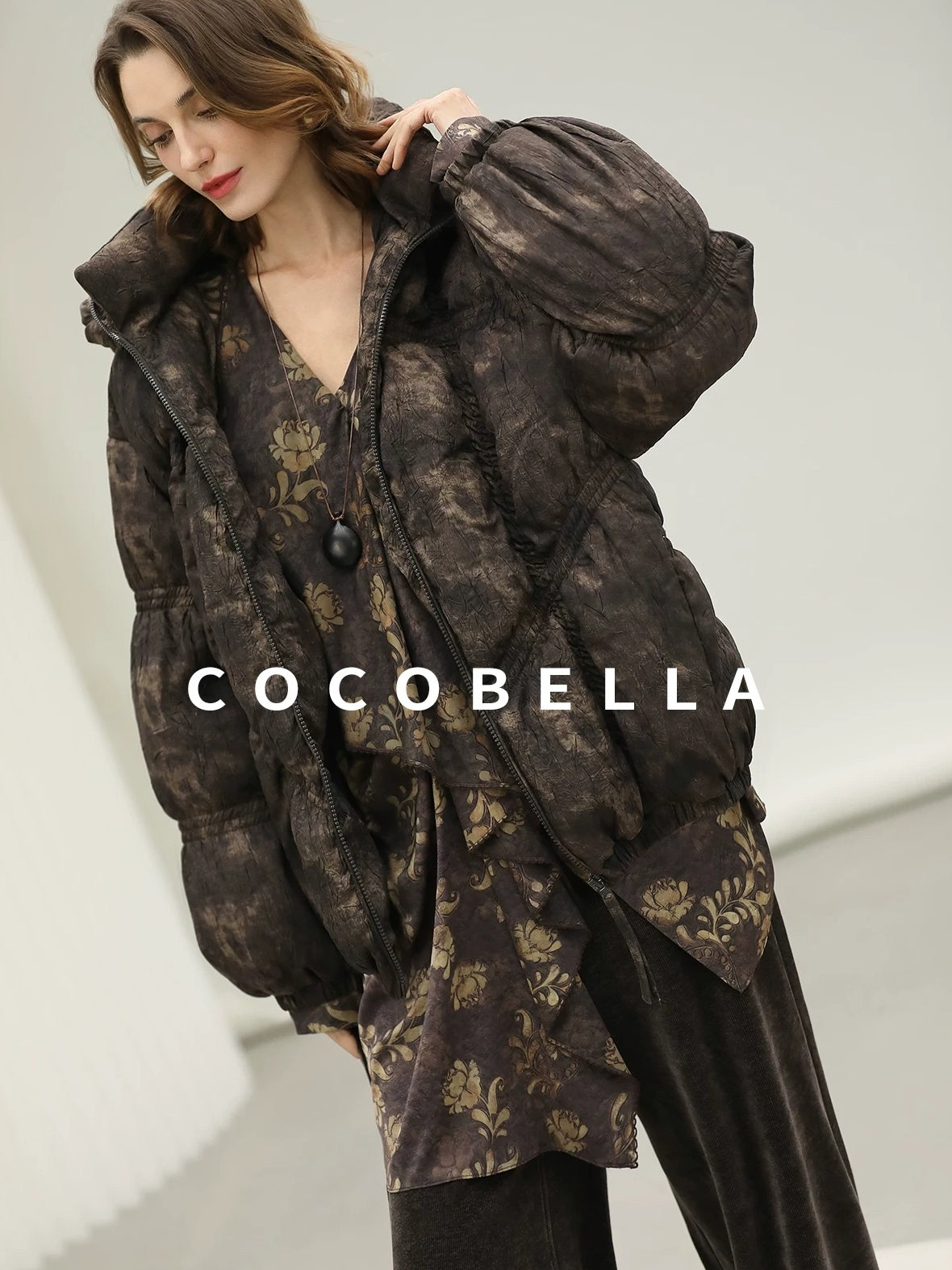 COCOBELLA Warm 90 Percent White Duck Down Ombre Mid Length Office Down Jackets