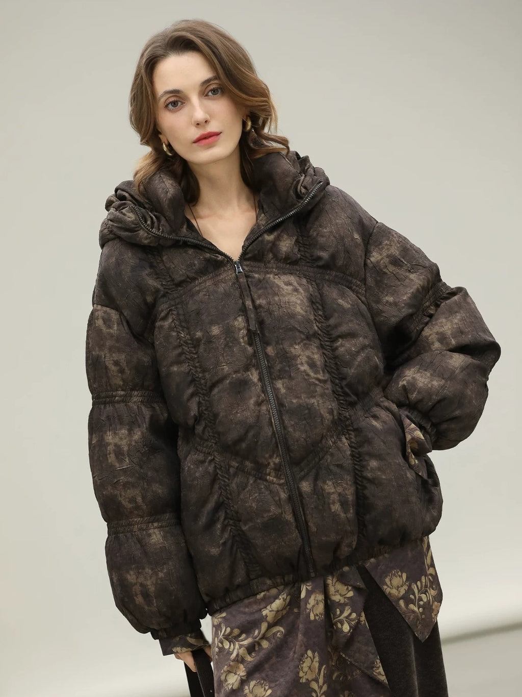 COCOBELLA Warm 90 Percent White Duck Down Ombre Mid Length Office Down Jackets