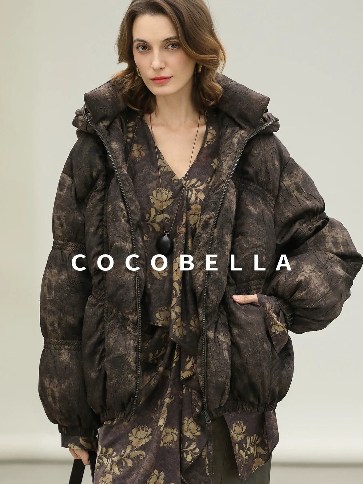 COCOBELLA Warm 90 Percent White Duck Down Ombre Mid Length Office Down Jackets