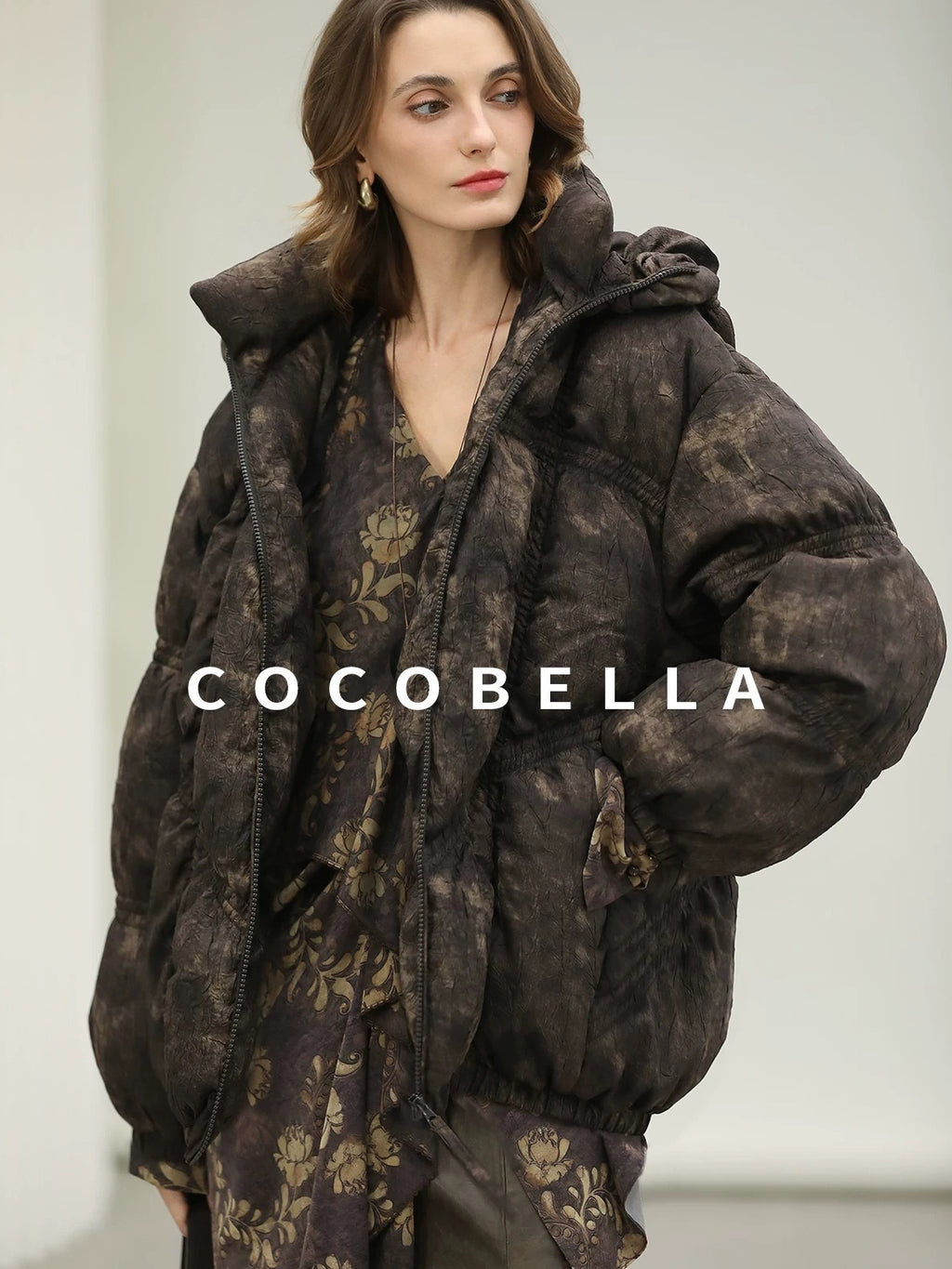 COCOBELLA Warm 90 Percent White Duck Down Ombre Mid Length Office Down Jackets