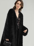 COCOBELLA_Warm_Faux_Fur_Trim_Long_Straight_V_Neck_Women_Commuter_Black_Coats_MISSTT