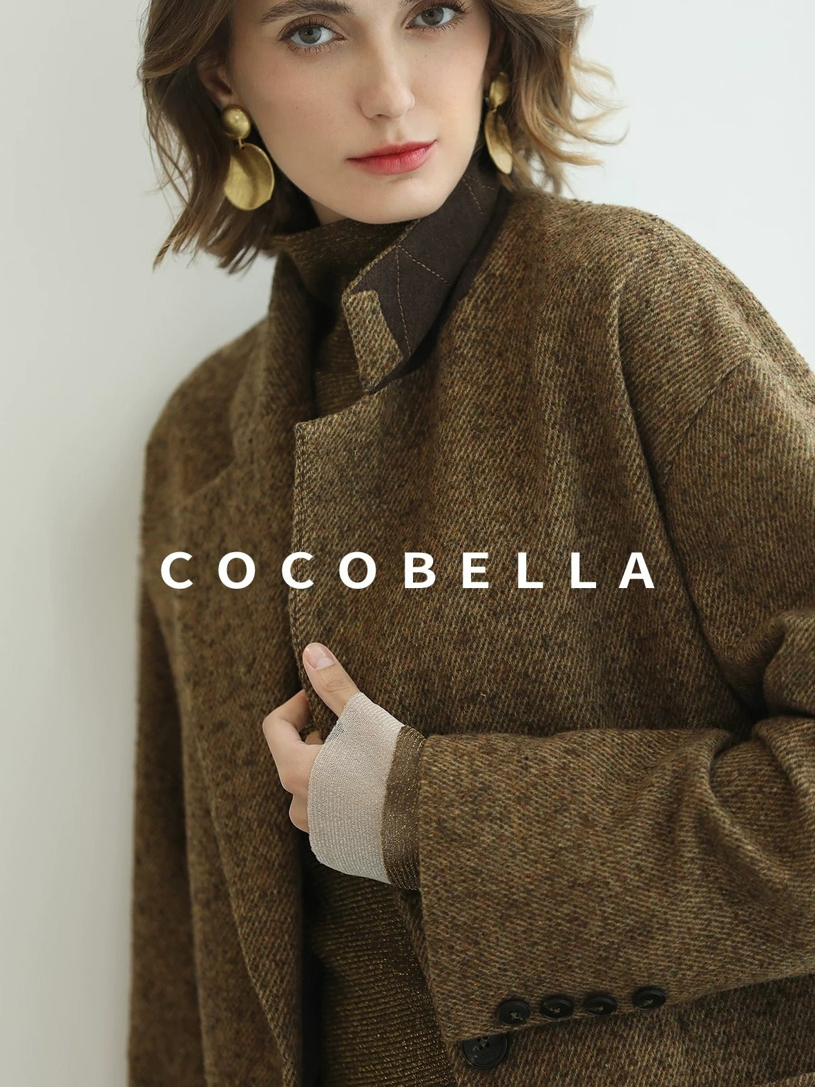 COCOBELLA Warm Ginger Wool Blend Single Button Straight Cut Office Workwear Coats