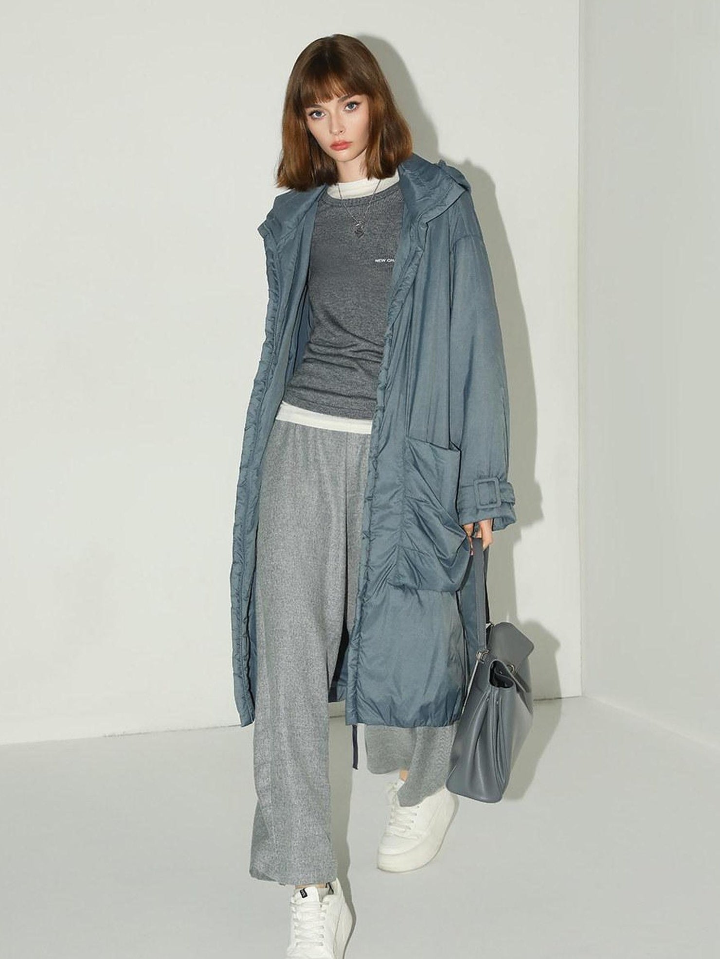 COCOBELLA Warm Nylon Long Hooded Zipper Pockets Straight Commuter Women Padded Jackets