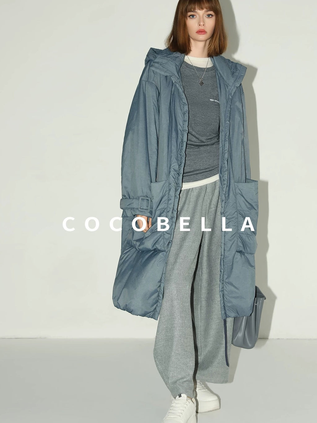 COCOBELLA Warm Nylon Long Hooded Zipper Pockets Straight Commuter Women Padded Jackets