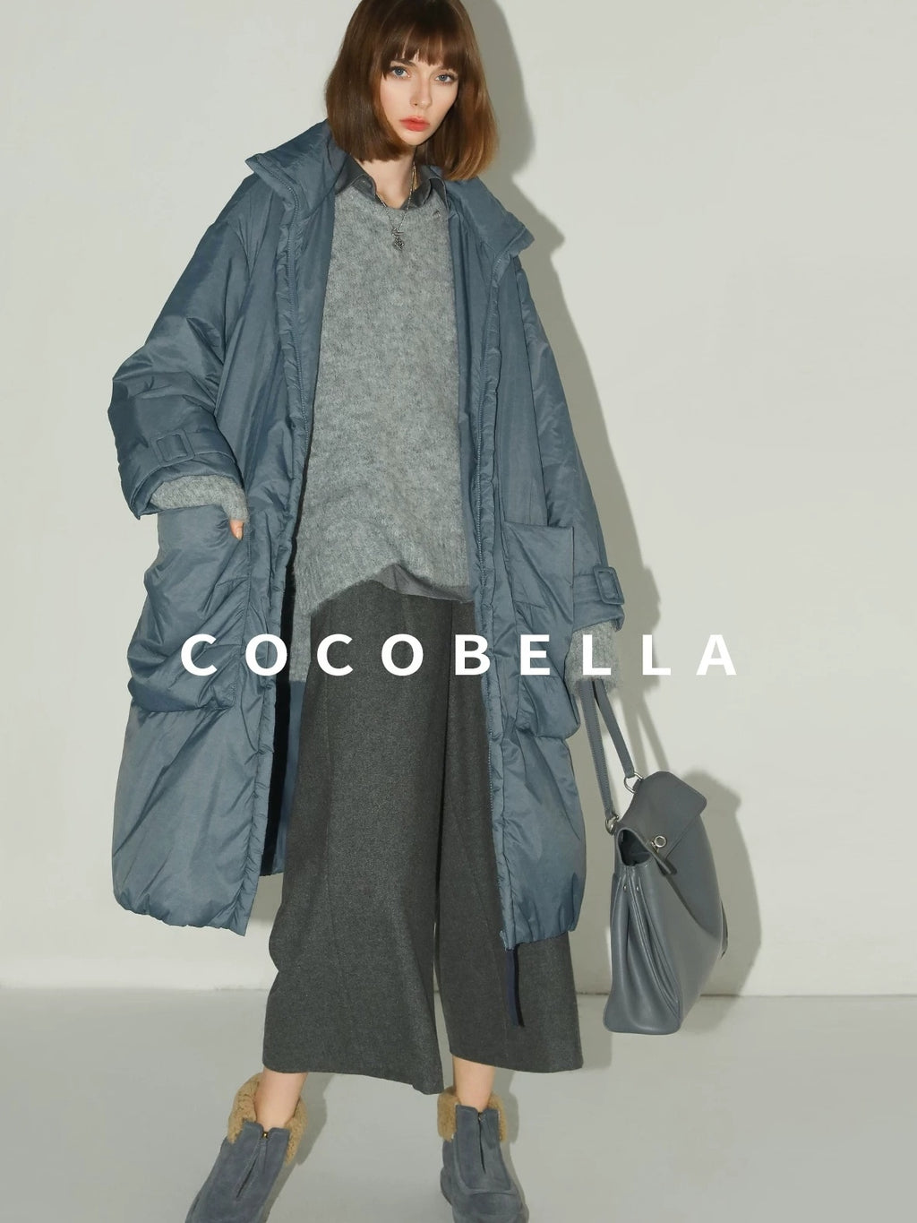 COCOBELLA Warm Nylon Long Hooded Zipper Pockets Straight Commuter Women Padded Jackets