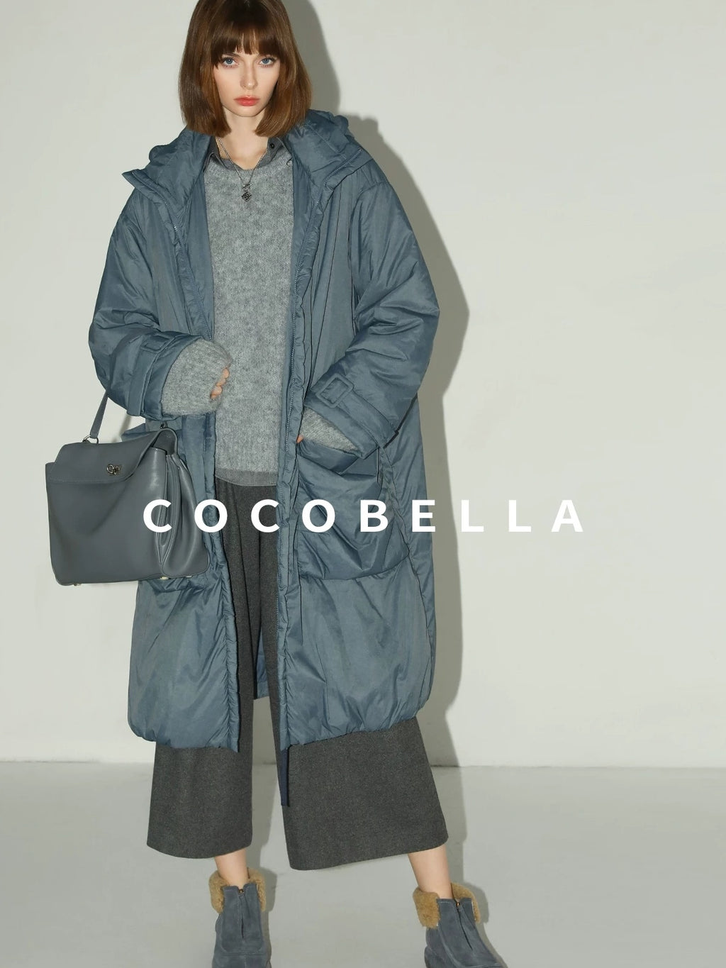 COCOBELLA Warm Nylon Long Hooded Zipper Pockets Straight Commuter Women Padded Jackets