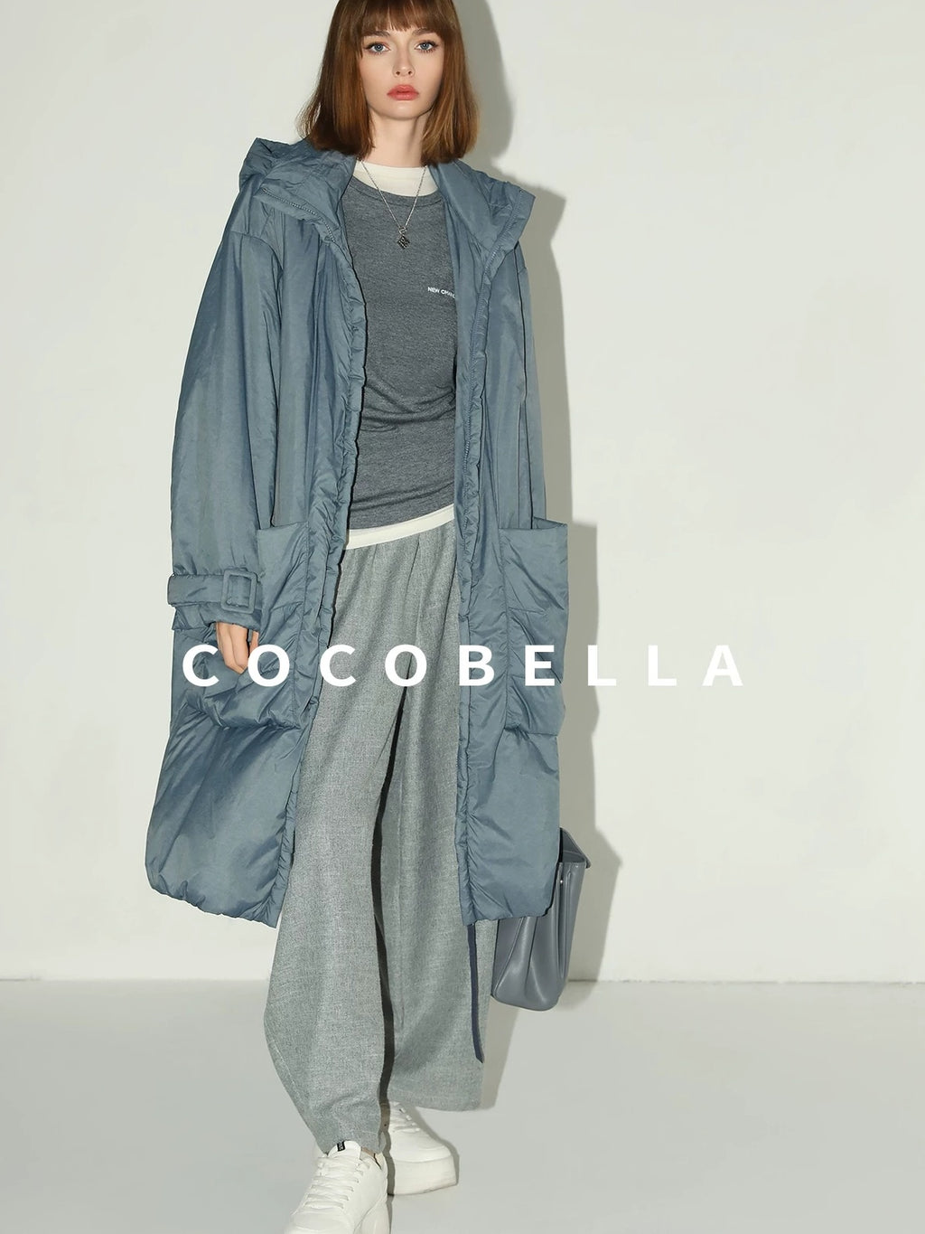 COCOBELLA Warm Nylon Long Hooded Zipper Pockets Straight Commuter Women Padded Jackets
