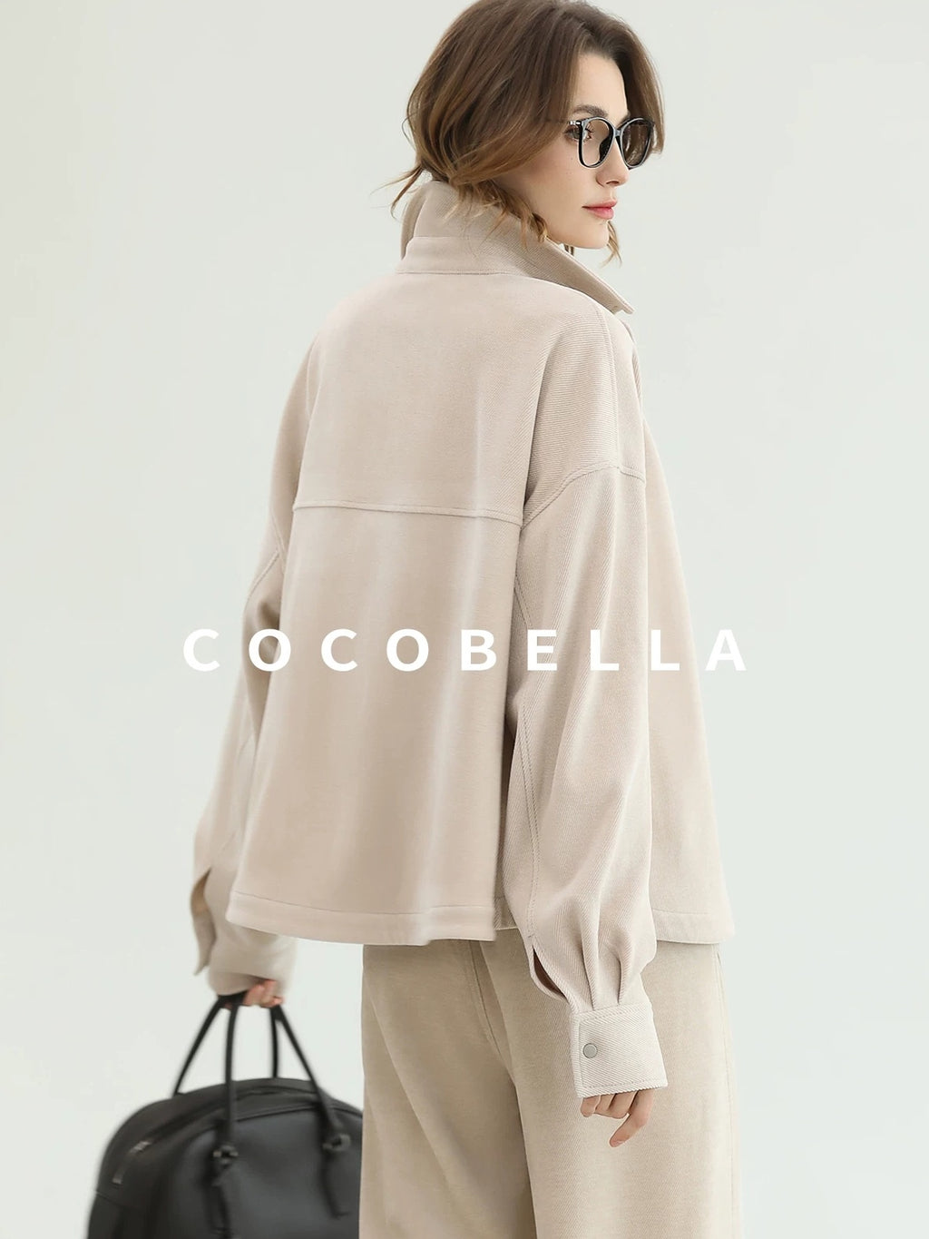 COCOBELLA Warm Relaxed Lapel Button Pocket Women Commuter Casual Polyester Jackets