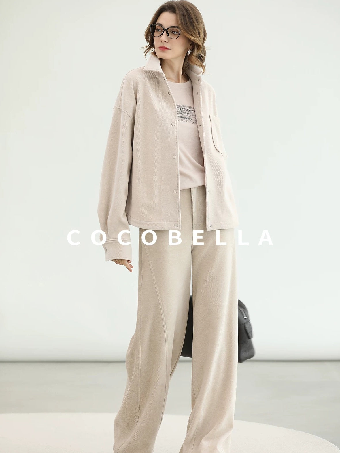 COCOBELLA Warm Relaxed Lapel Button Pocket Women Commuter Casual Polyester Jackets