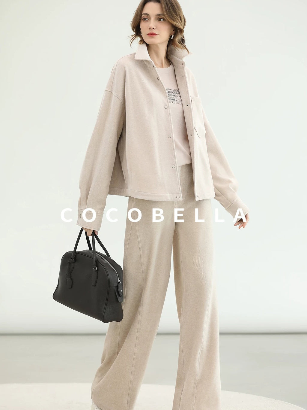 COCOBELLA Warm Relaxed Lapel Button Pocket Women Commuter Casual Polyester Jackets
