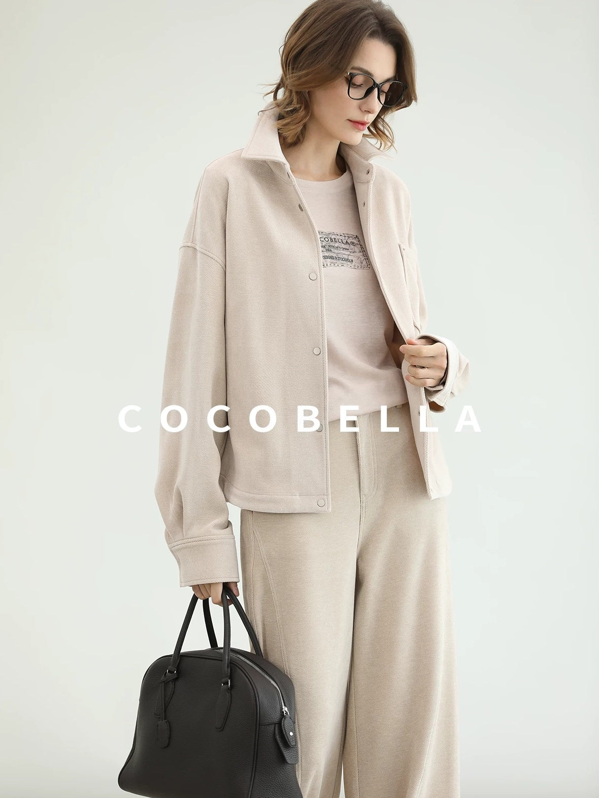 COCOBELLA Warm Relaxed Lapel Button Pocket Women Commuter Casual Polyester Jackets