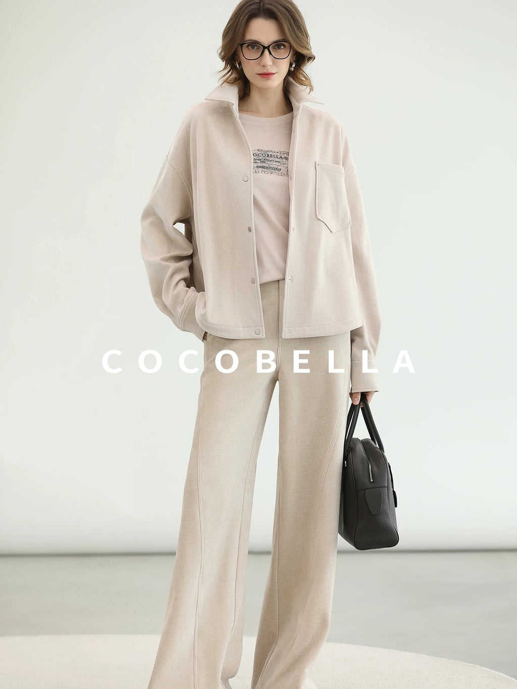 COCOBELLA Warm Relaxed Lapel Button Pocket Women Commuter Casual Polyester Jackets