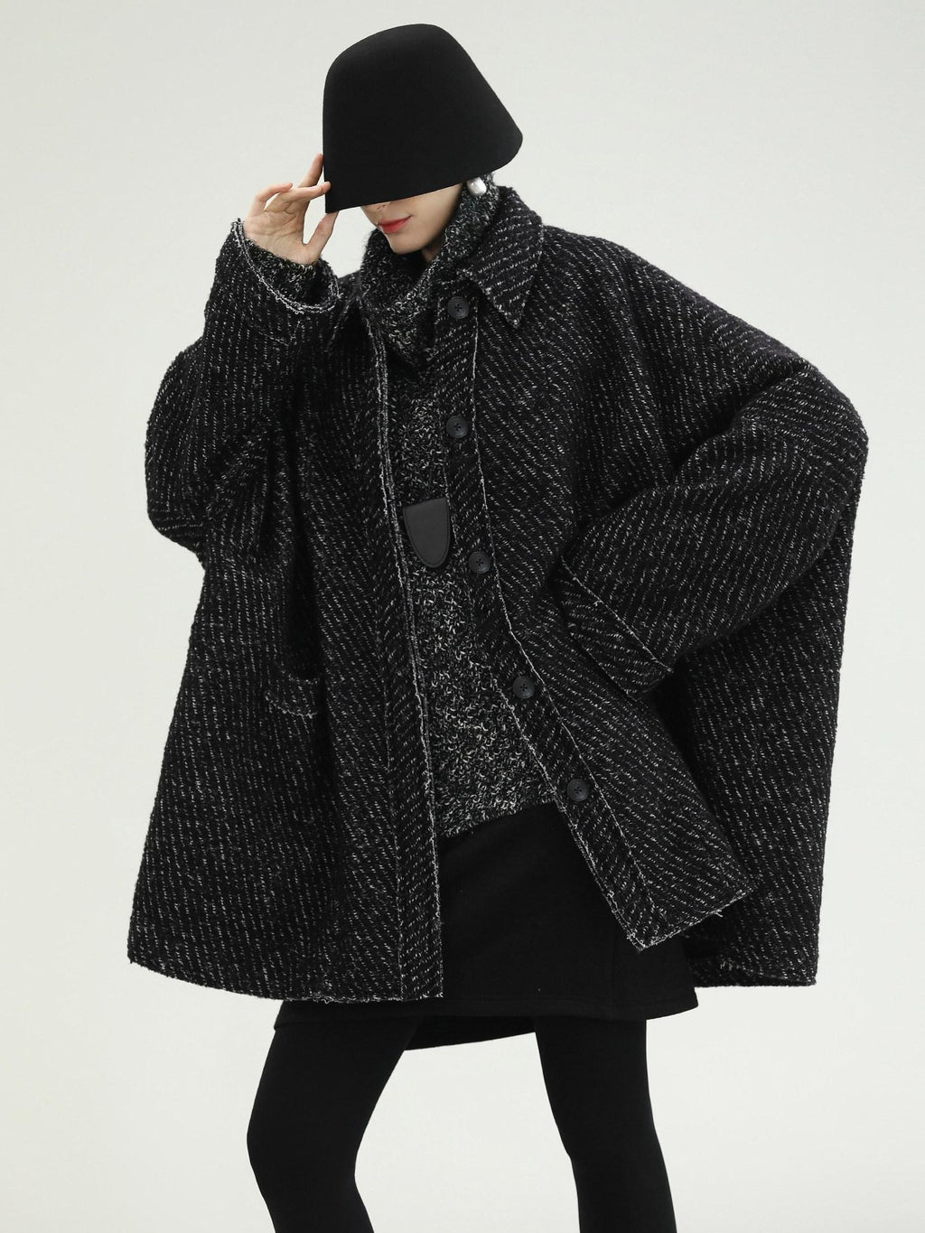 COCOBELLA Warm Shimmer Batwing Sleeve Office Women Panda Color Turtleneck Knit Sweater