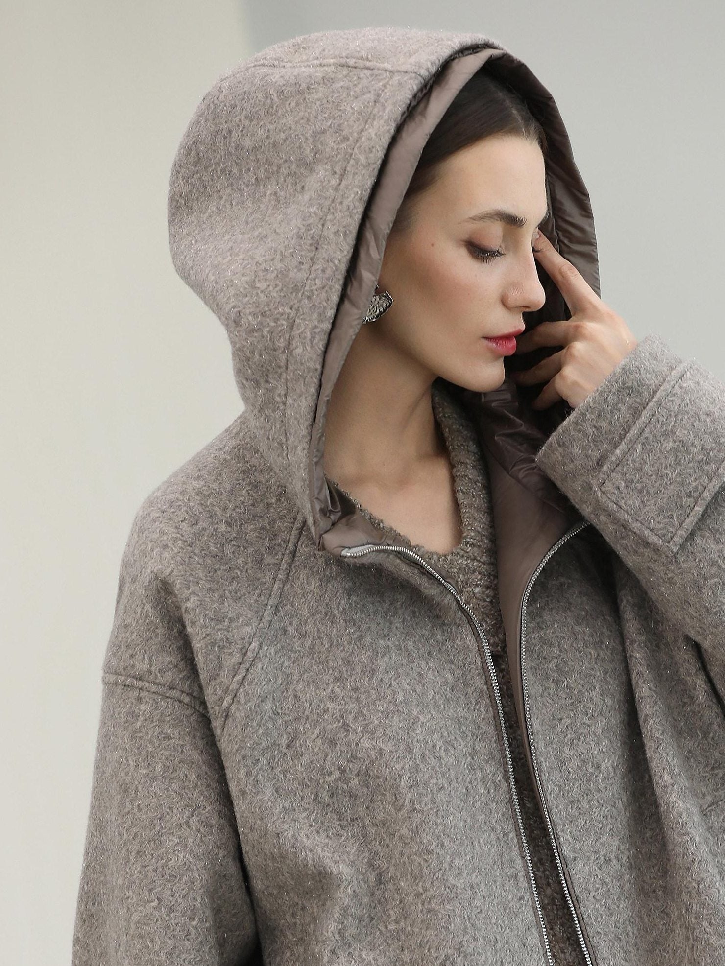 COCOBELLA Warm Thick Hooded Zip Patchwork Street Straight Fit Womens Outerwear Jackets