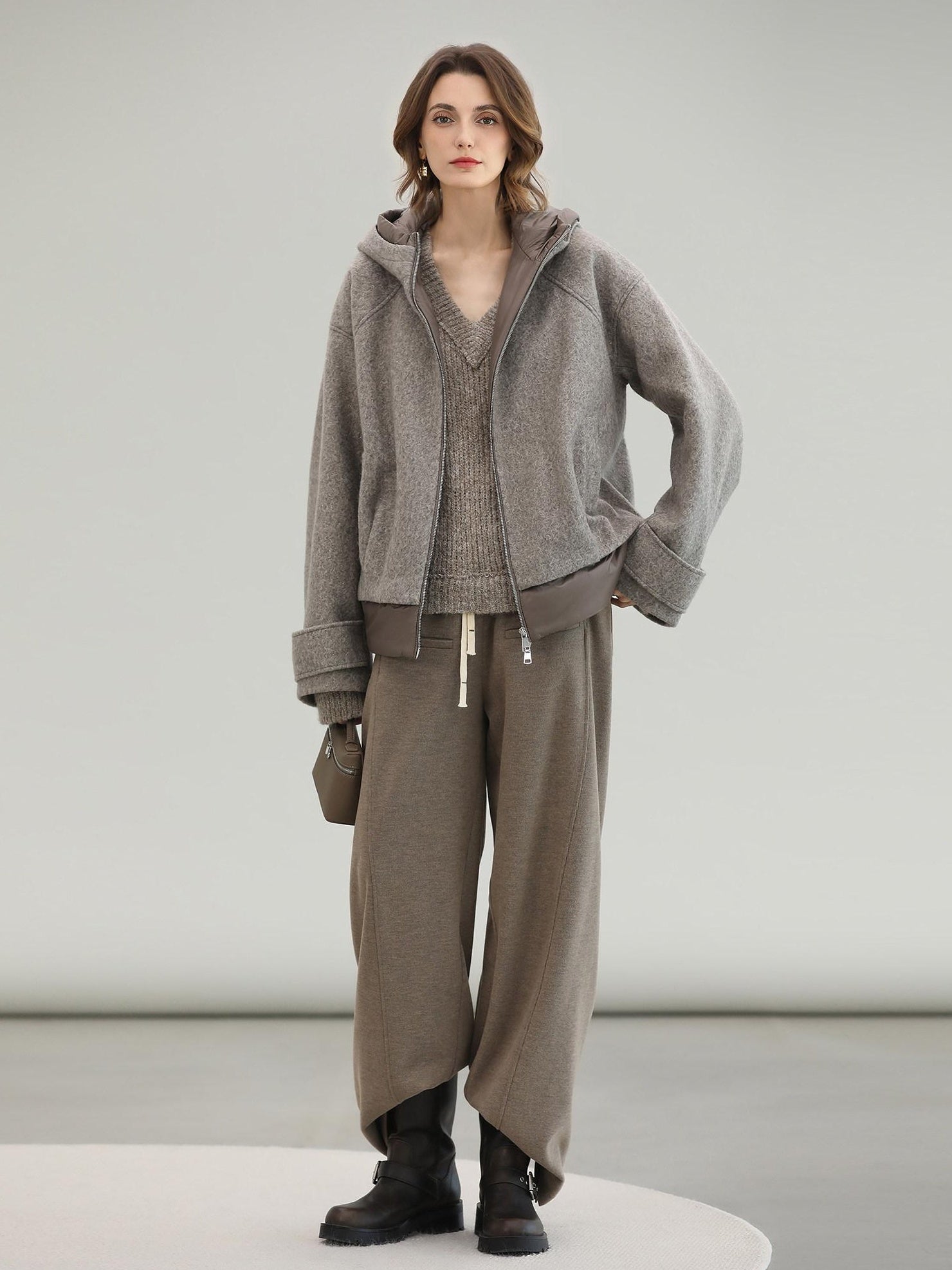 COCOBELLA Warm Thick Hooded Zip Patchwork Street Straight Fit Womens Outerwear Jackets