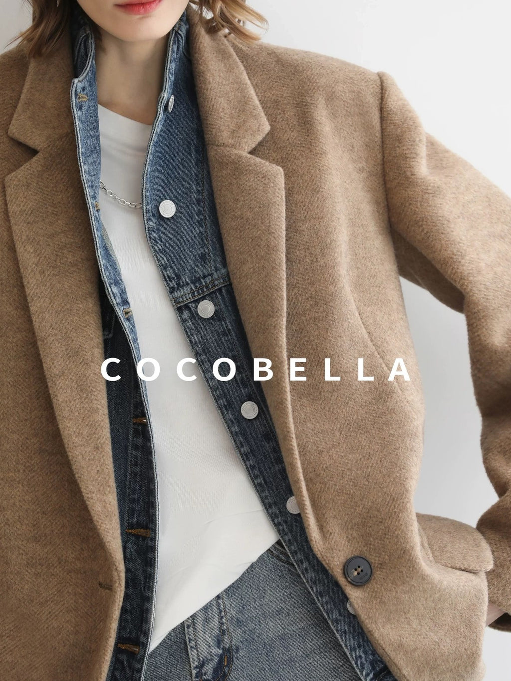 COCOBELLA Warm Wool Blend Loose Fit Single Button Flap Pocket Office Regular Blazers