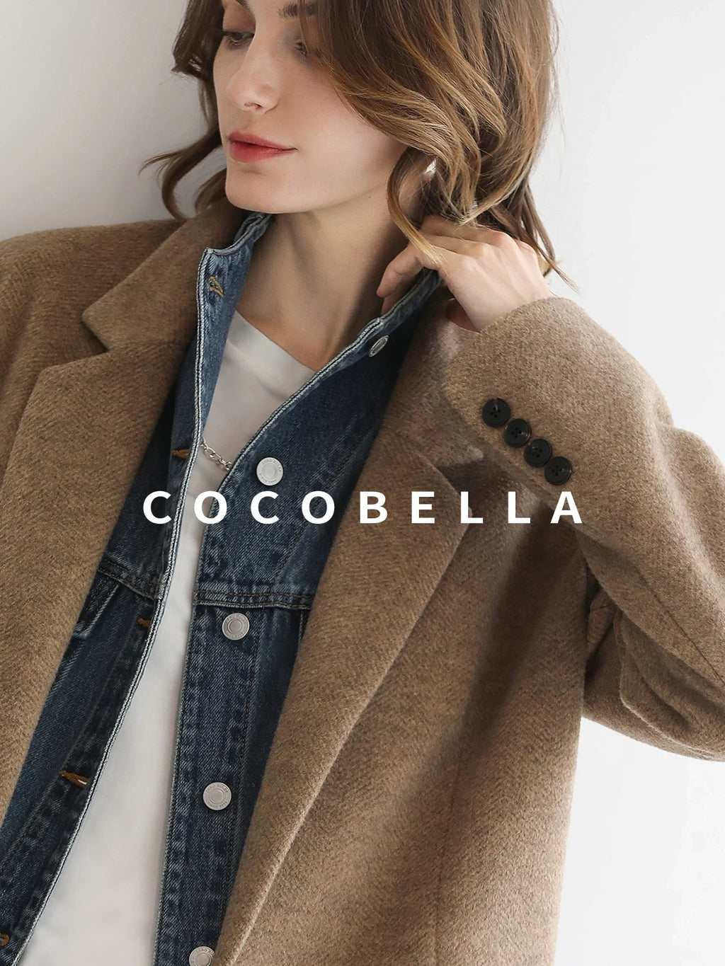 COCOBELLA Warm Wool Blend Loose Fit Single Button Flap Pocket Office Regular Blazers