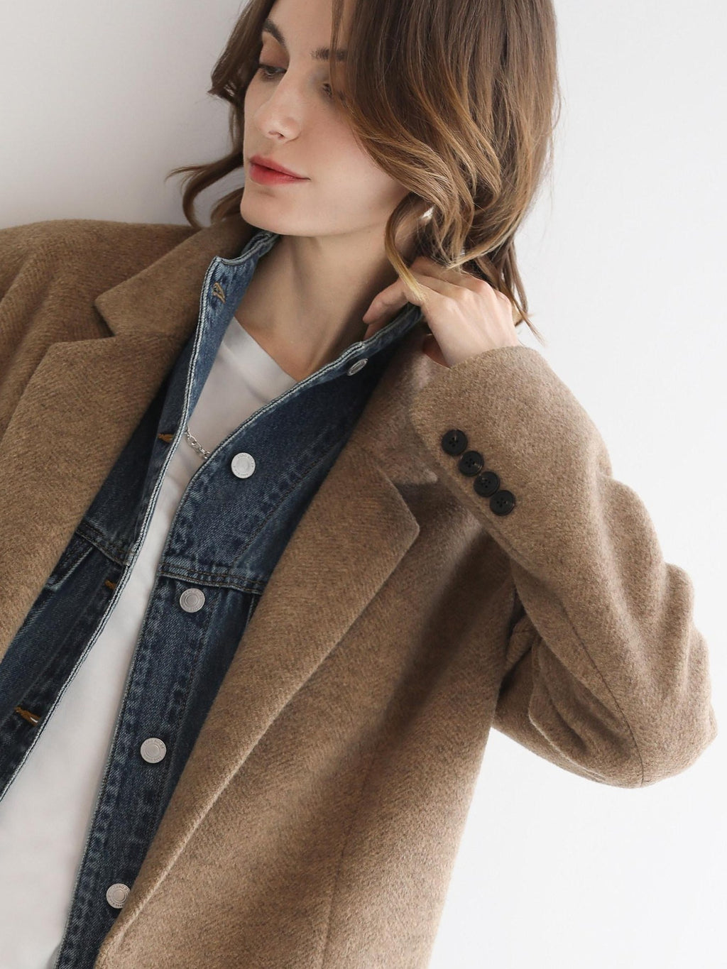 COCOBELLA Warm Wool Blend Loose Fit Single Button Flap Pocket Office Regular Blazers