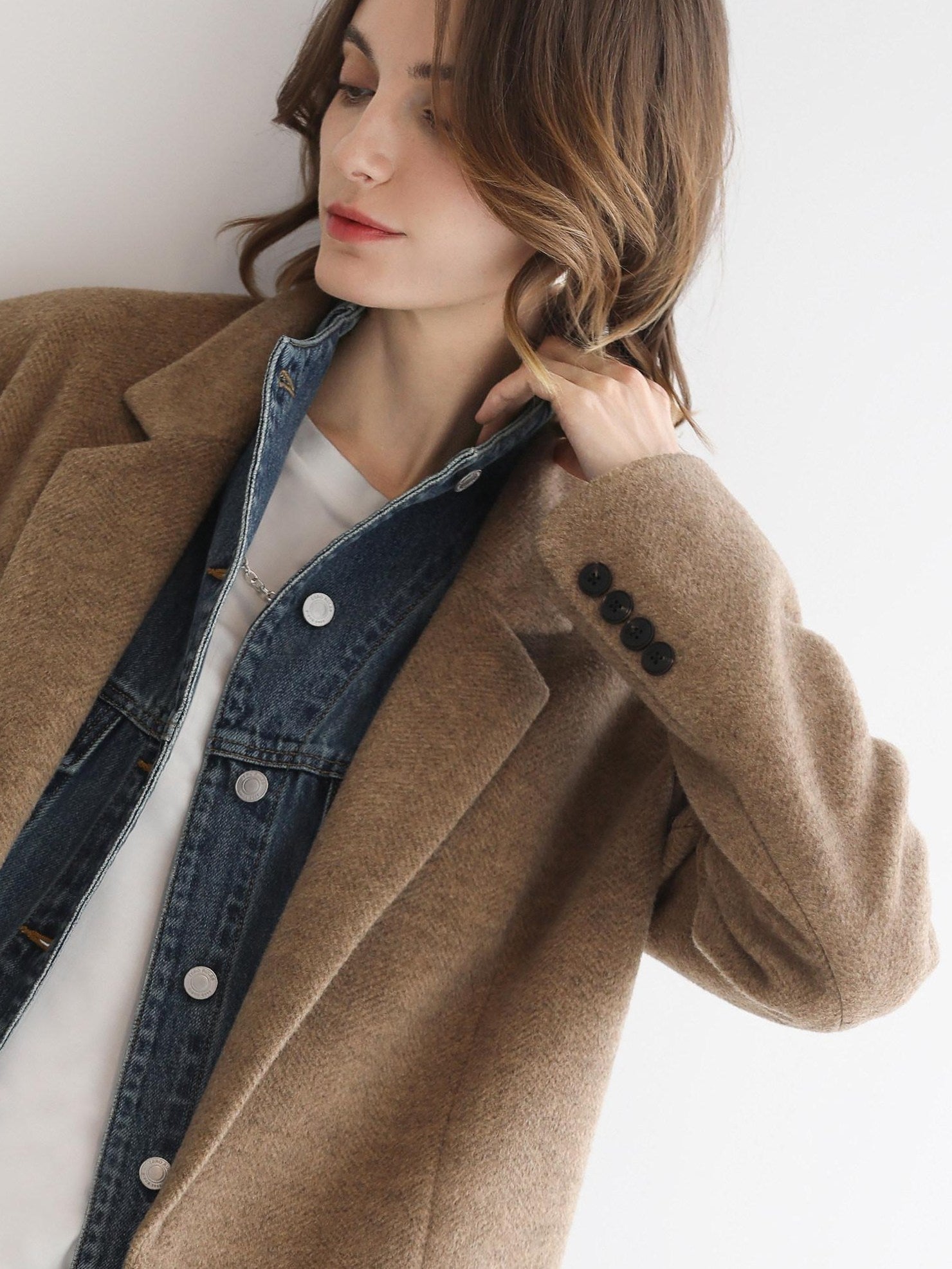 COCOBELLA Warm Wool Blend Loose Fit Single Button Flap Pocket Office Regular Blazers