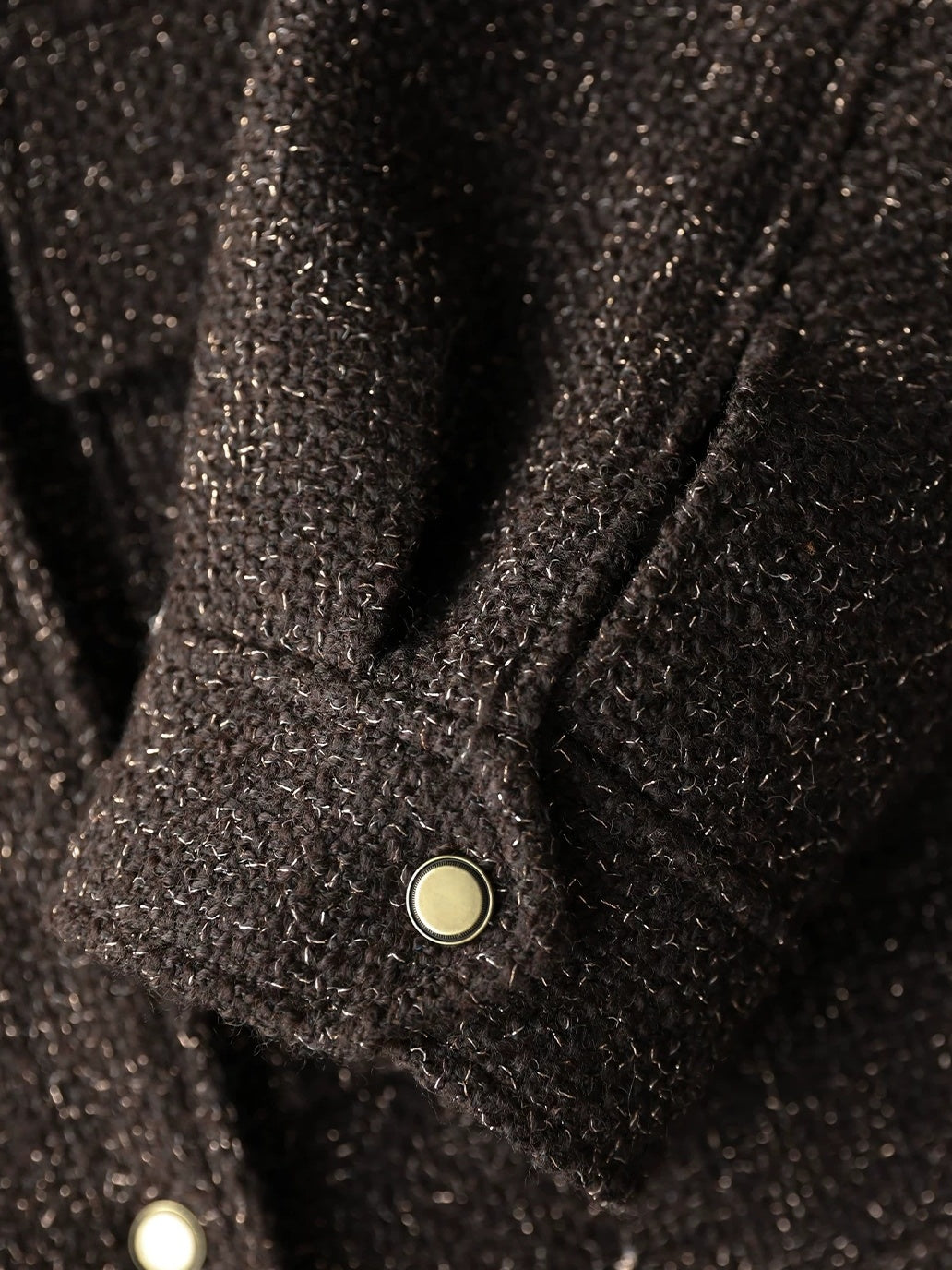 COCOBELLA Warm Wool Blend Lurex Zipper Pockets Street Straight Mid Length Women Jackets