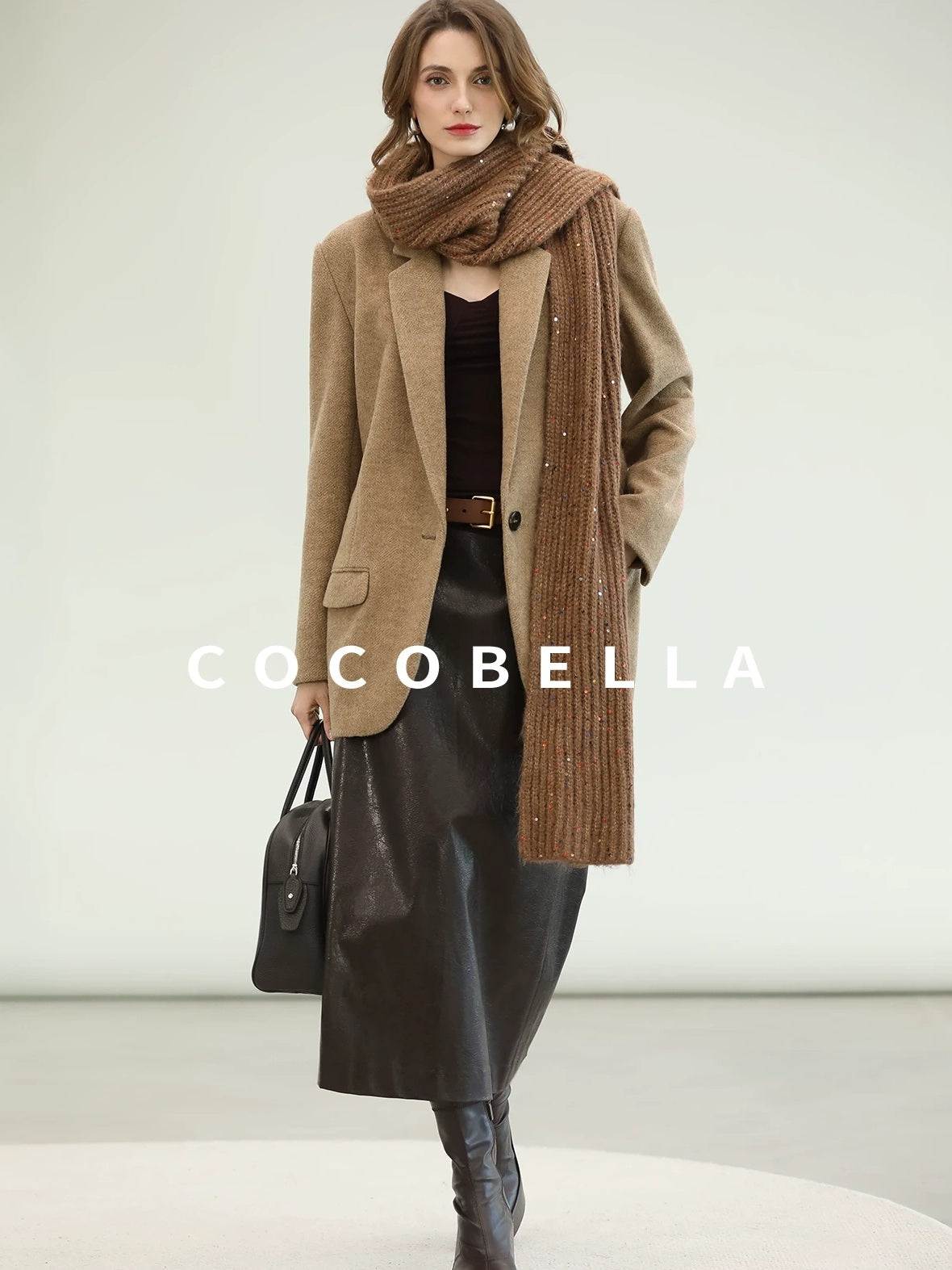 COCOBELLA Warm Wool Blend Office Relaxed Fit Single Button Flap Pockets Women Blazers