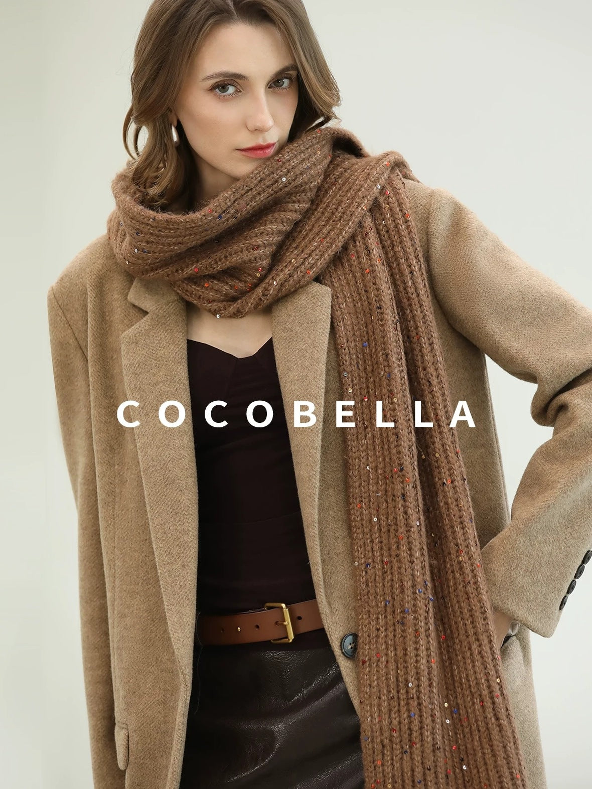 COCOBELLA Warm Wool Blend Office Relaxed Fit Single Button Flap Pockets Women Blazers