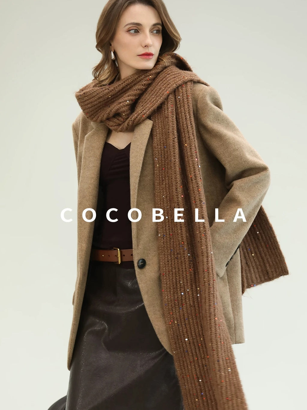 COCOBELLA Warm Wool Blend Office Relaxed Fit Single Button Flap Pockets Women Blazers