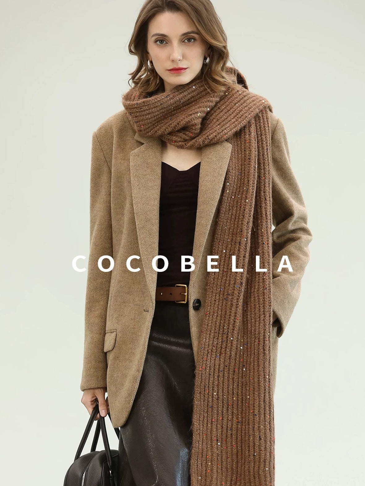 COCOBELLA Warm Wool Blend Office Relaxed Fit Single Button Flap Pockets Women Blazers