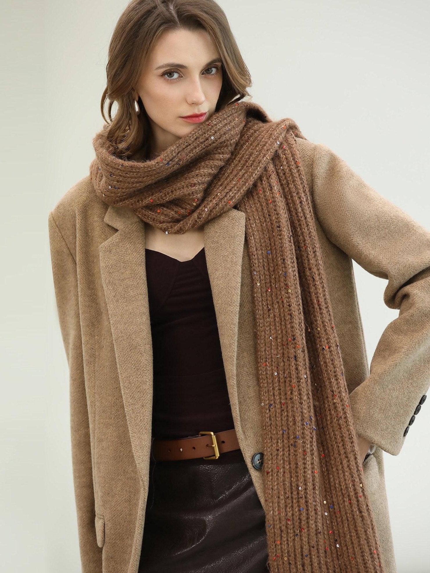 COCOBELLA Warm Wool Blend Office Relaxed Fit Single Button Flap Pockets Women Blazers