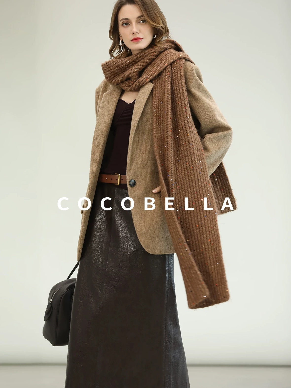 COCOBELLA Warm Wool Blend Office Relaxed Fit Single Button Flap Pockets Women Blazers