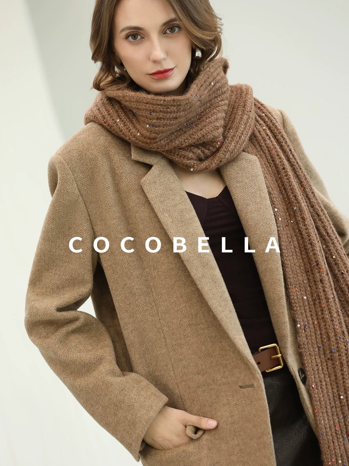 COCOBELLA Warm Wool Blend Office Relaxed Fit Single Button Flap Pockets Women Blazers