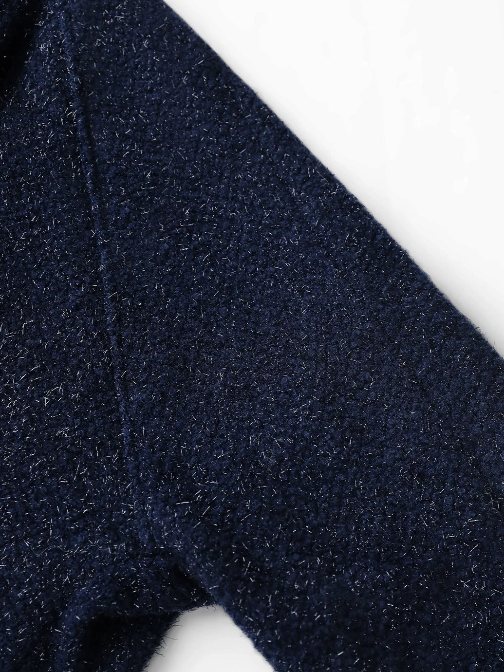 COCOBELLA Warm Wool Blend Shimmer Cropped Straight Office Style Navy Coats