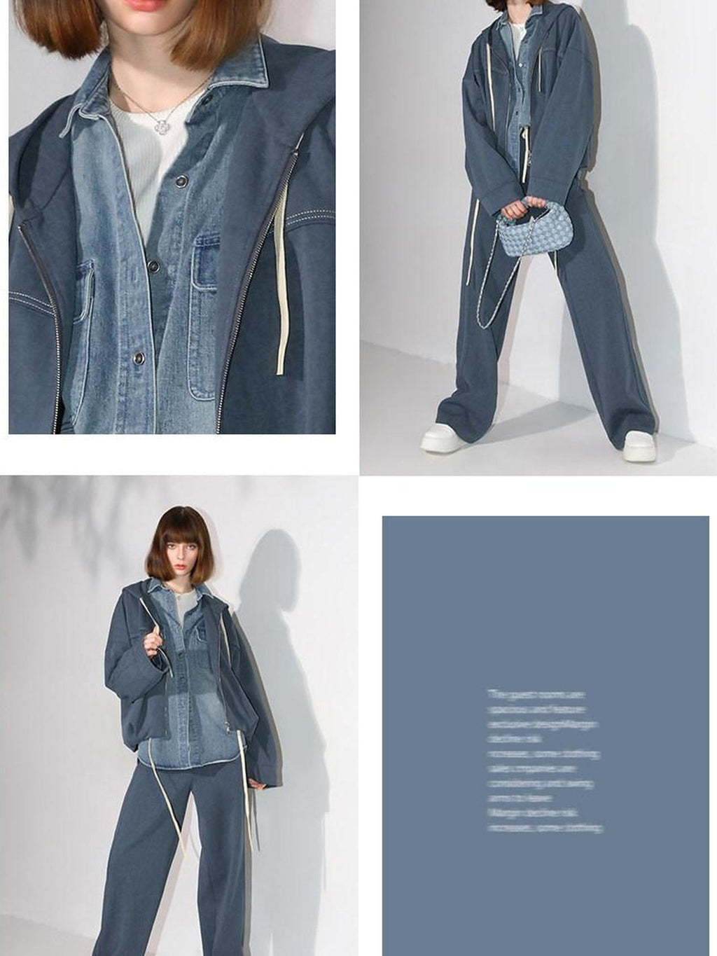 COCOBELLA Washed Distressed Loose Fit Denim Recycled Cotton Blend Pockets Women Jackets