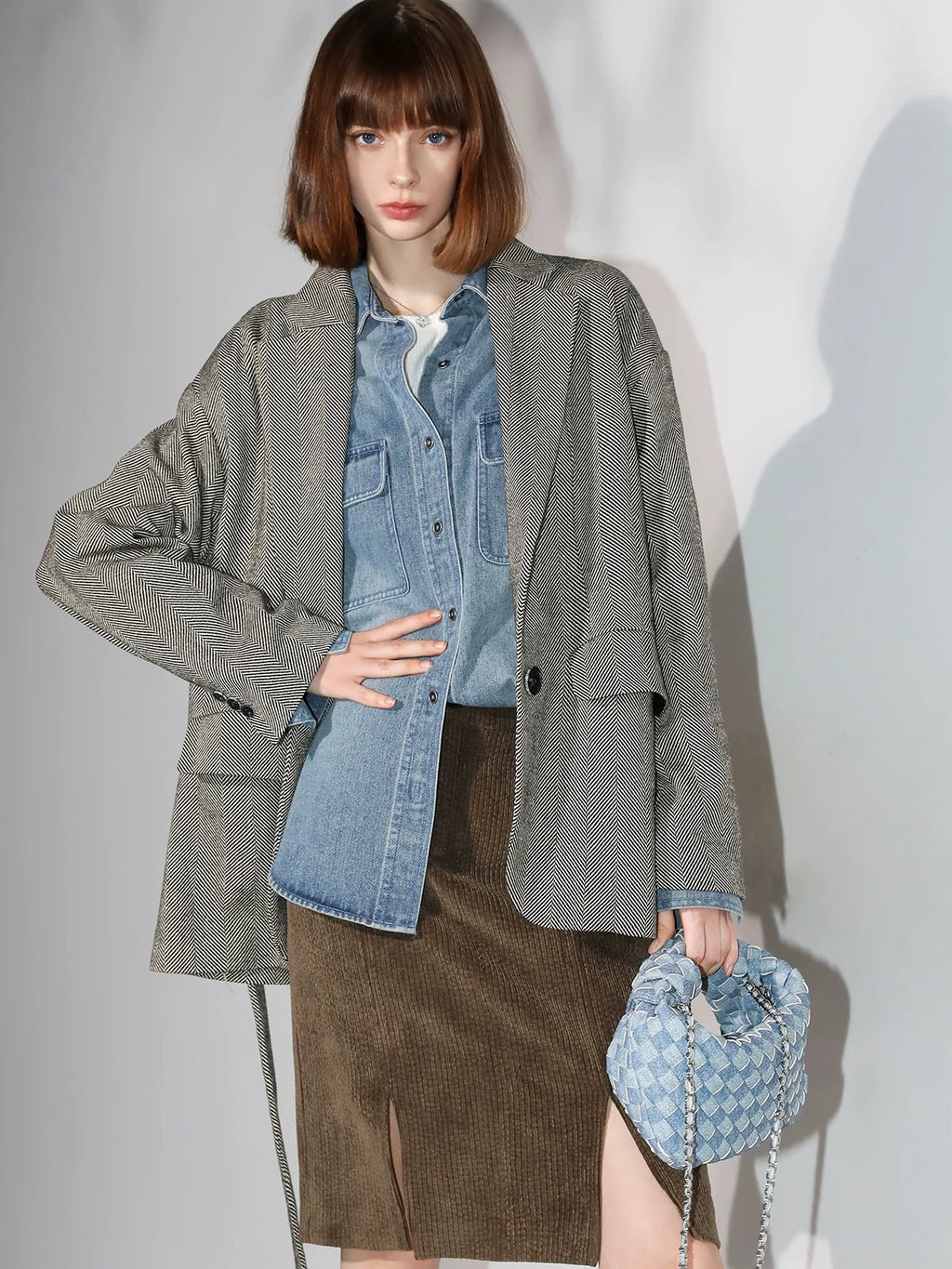 COCOBELLA Washed Distressed Loose Fit Denim Recycled Cotton Blend Pockets Women Jackets