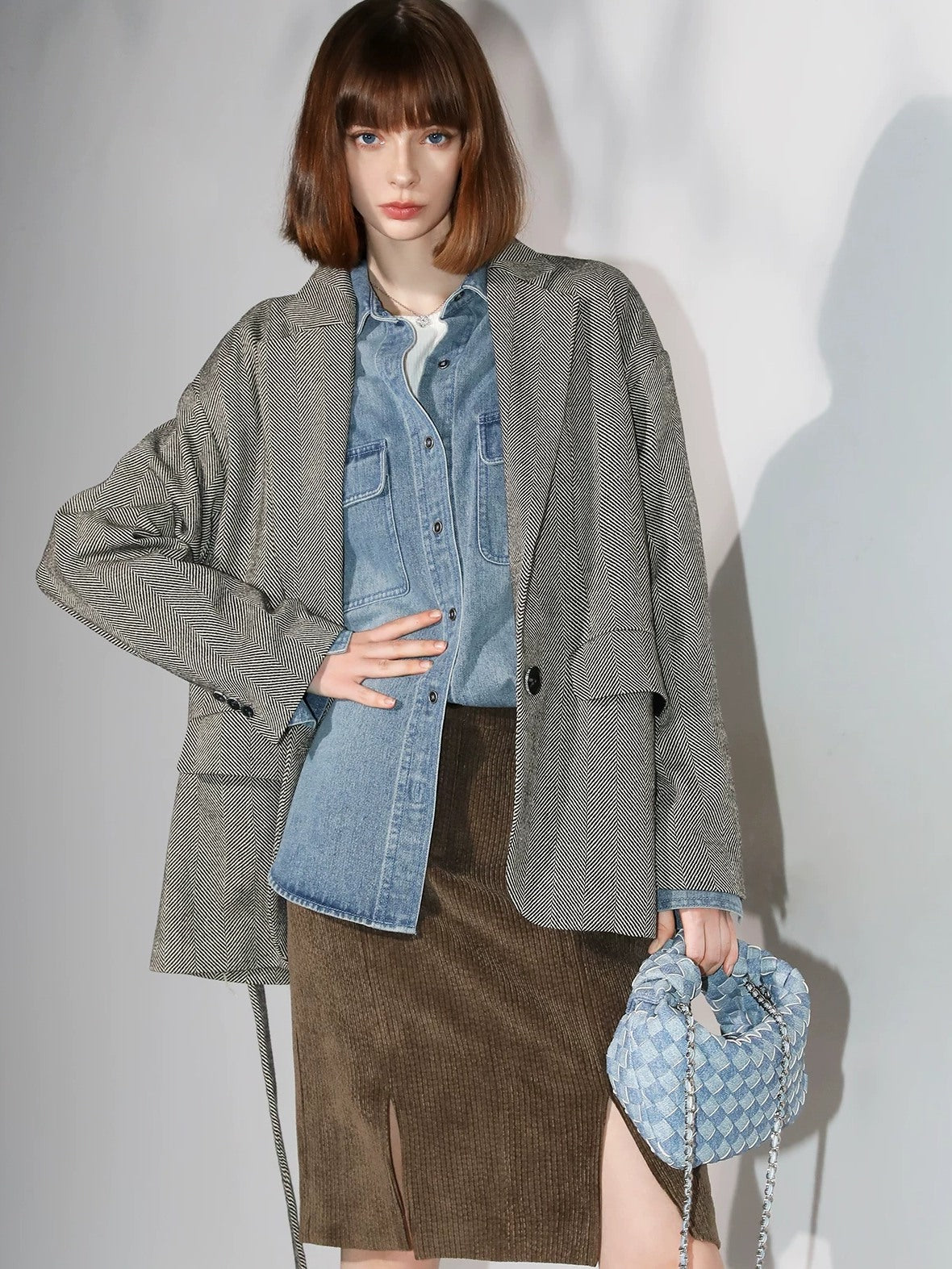 COCOBELLA Washed Distressed Loose Fit Denim Recycled Cotton Blend Pockets Women Jackets