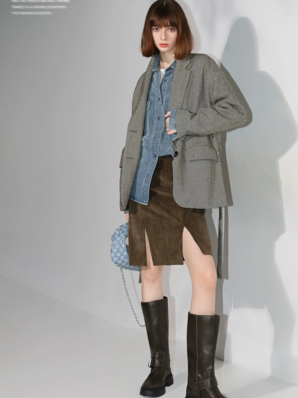 COCOBELLA Washed Distressed Loose Fit Denim Recycled Cotton Blend Pockets Women Jackets