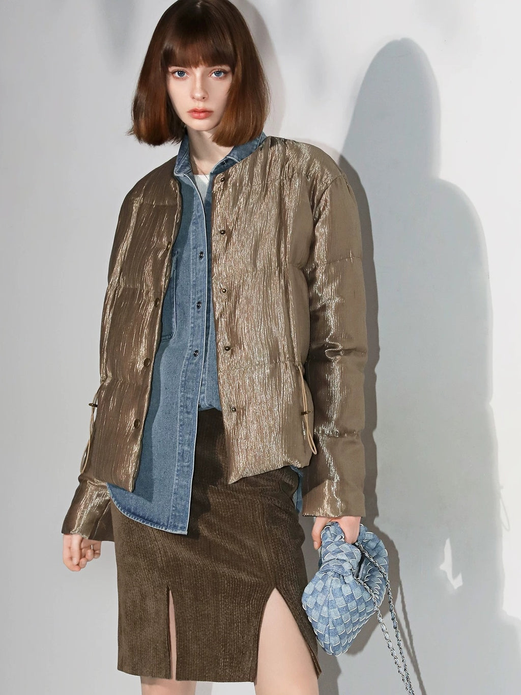 COCOBELLA Washed Distressed Loose Fit Denim Recycled Cotton Blend Pockets Women Jackets