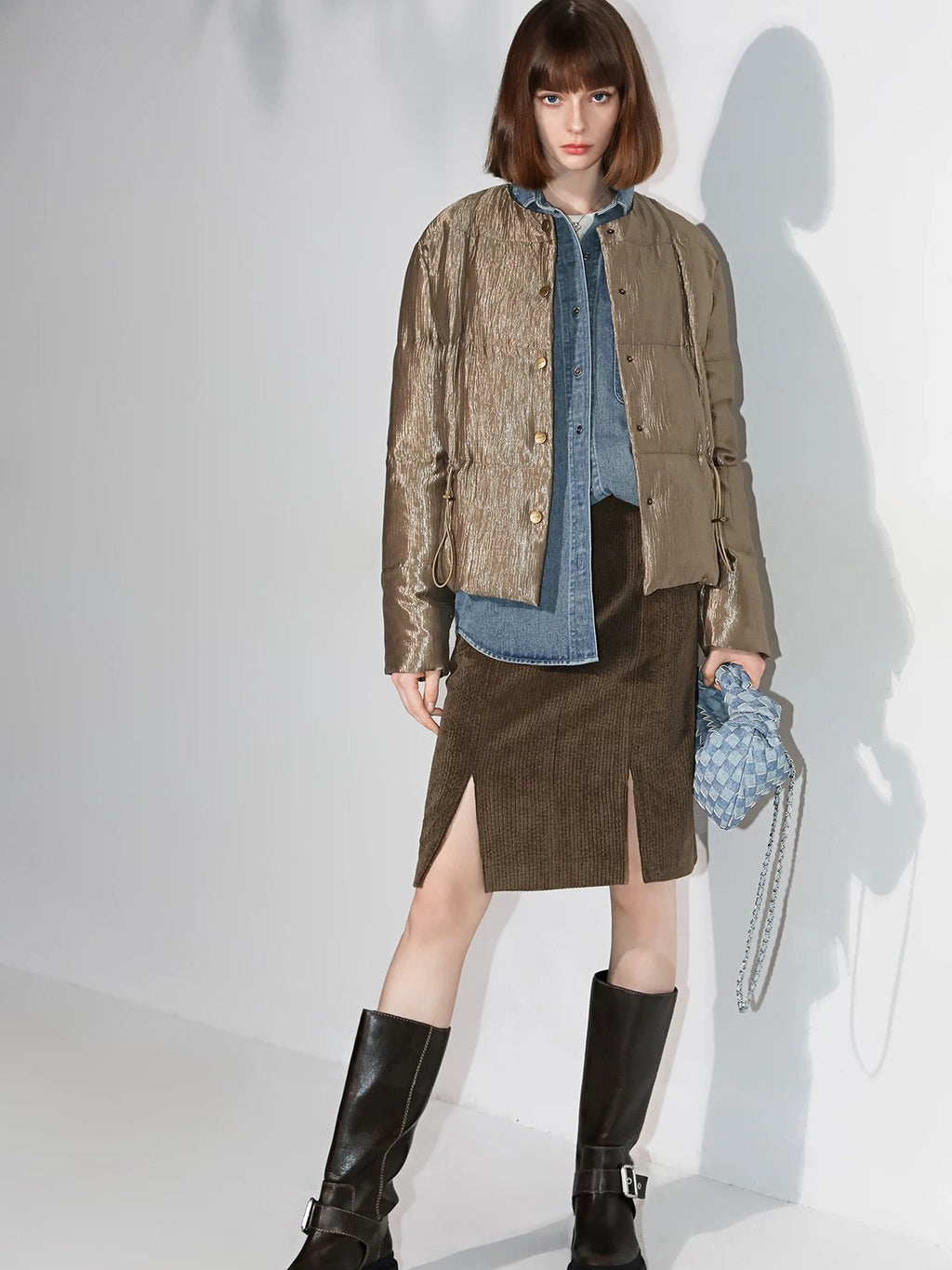 COCOBELLA Washed Distressed Loose Fit Denim Recycled Cotton Blend Pockets Women Jackets