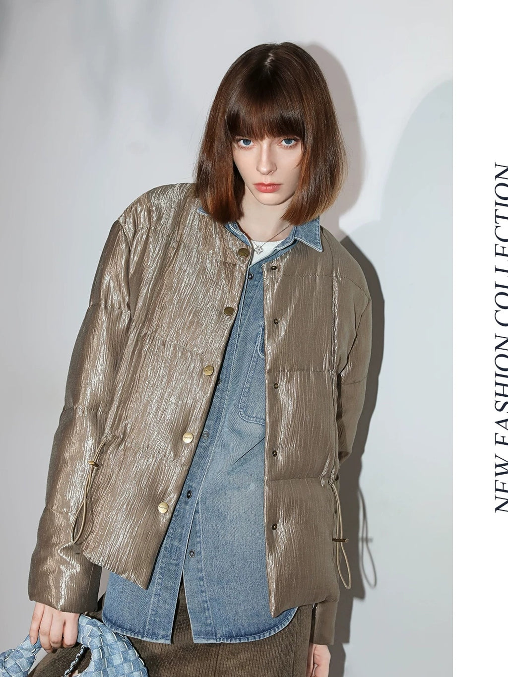 COCOBELLA Washed Distressed Loose Fit Denim Recycled Cotton Blend Pockets Women Jackets