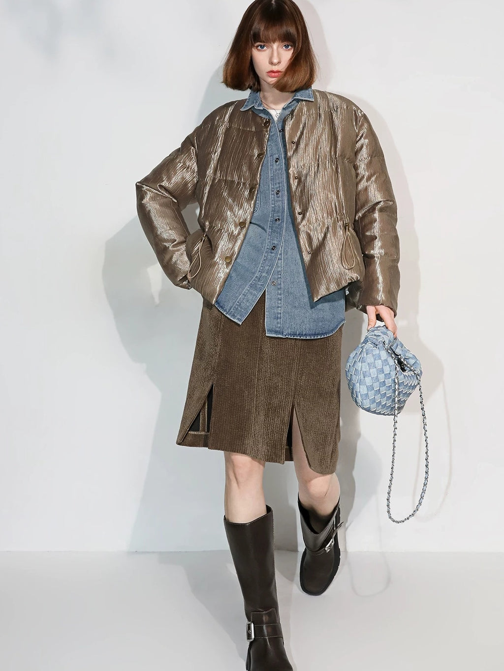 COCOBELLA Washed Distressed Loose Fit Denim Recycled Cotton Blend Pockets Women Jackets