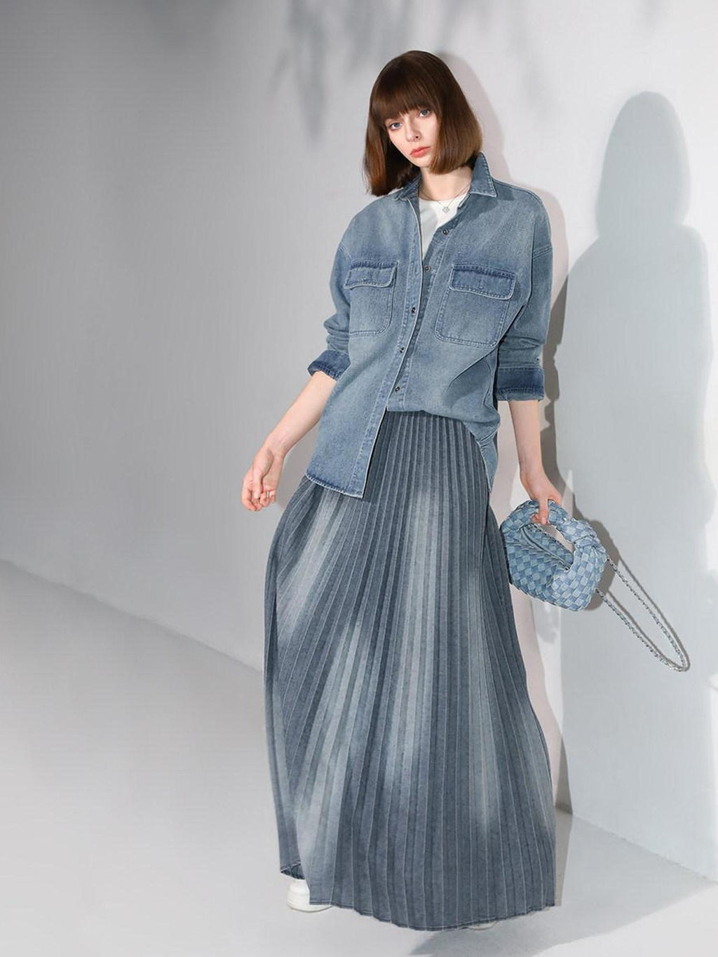 COCOBELLA Washed Distressed Loose Fit Denim Recycled Cotton Blend Pockets Women Jackets