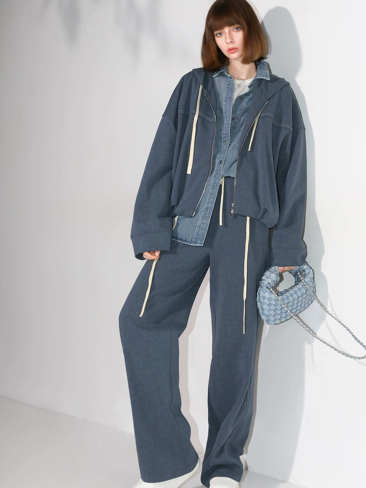 COCOBELLA Washed Distressed Loose Fit Denim Recycled Cotton Blend Pockets Women Jackets