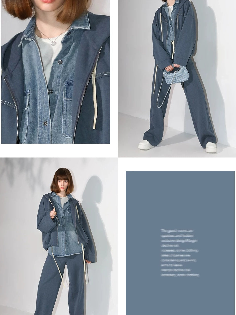 COCOBELLA Washed Distressed Loose Fit Denim Recycled Cotton Blend Pockets Women Jackets