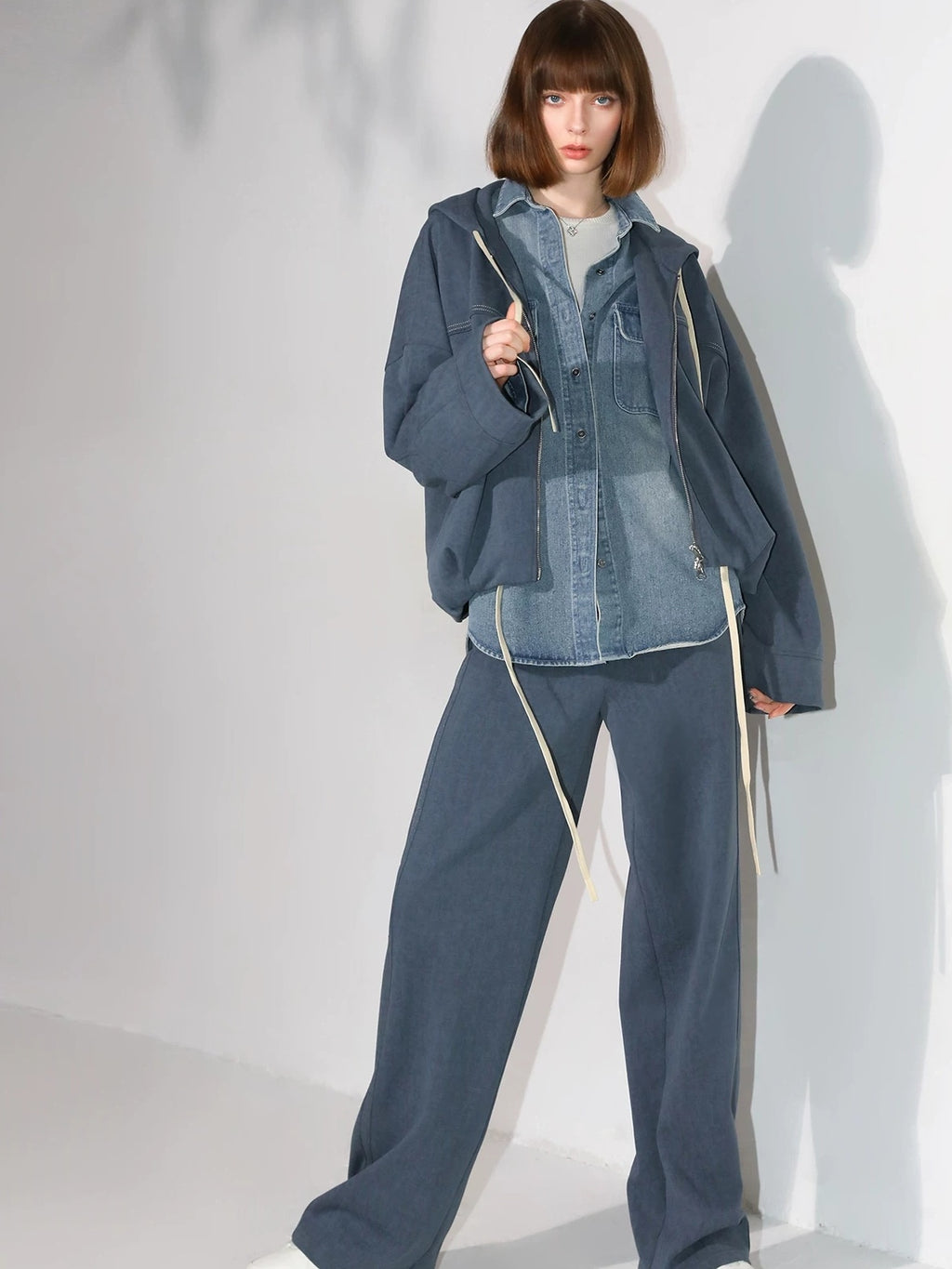 COCOBELLA Washed Distressed Loose Fit Denim Recycled Cotton Blend Pockets Women Jackets