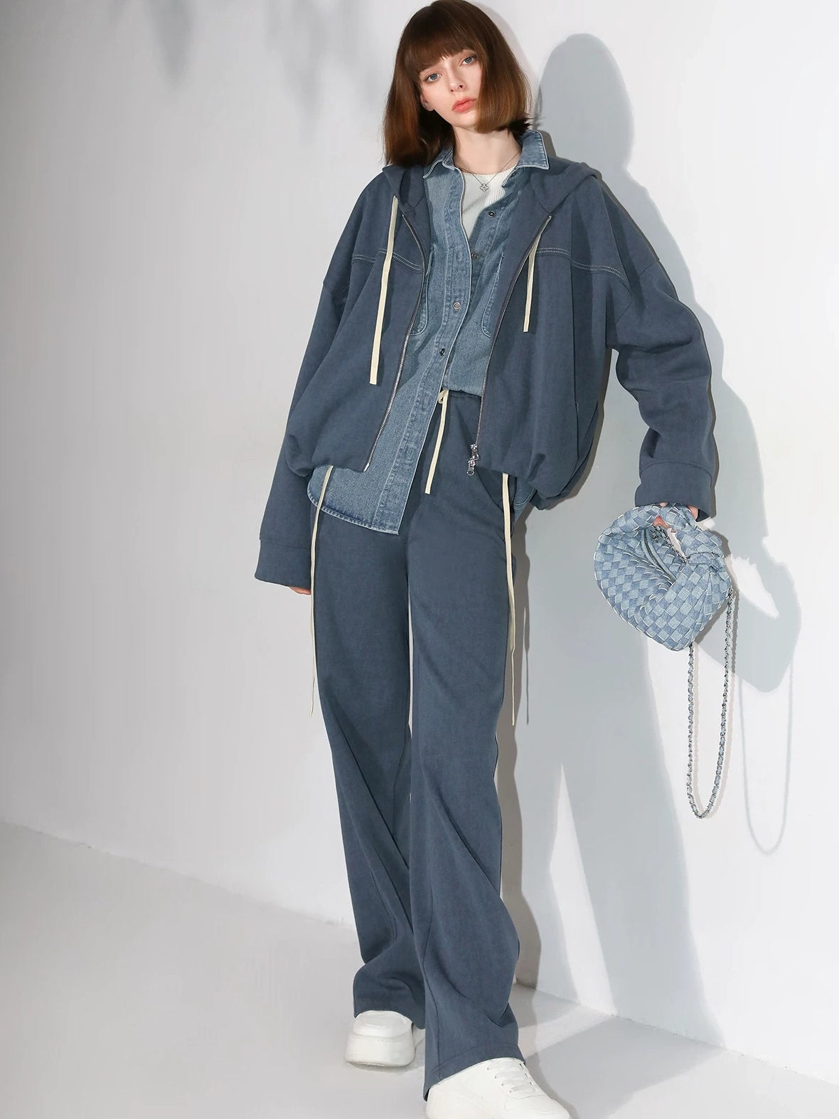 COCOBELLA Washed Distressed Loose Fit Denim Recycled Cotton Blend Pockets Women Jackets