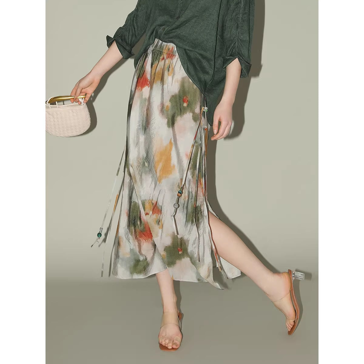 COCOBELLA_Watercolor_Print_3D_Embellished_Chinese_A_Line_Mid_Waist_Viscose_Skirts_MISSTT