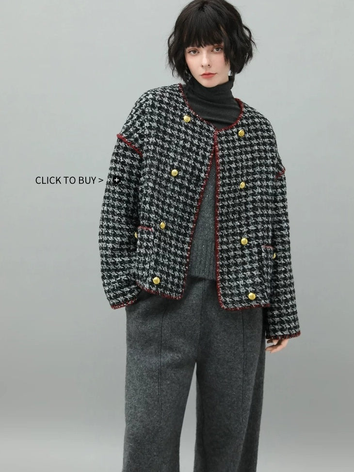 COCOBELLA Wool Blend 3D Tailored Lantern Straight Natural Waist Office Women Pants